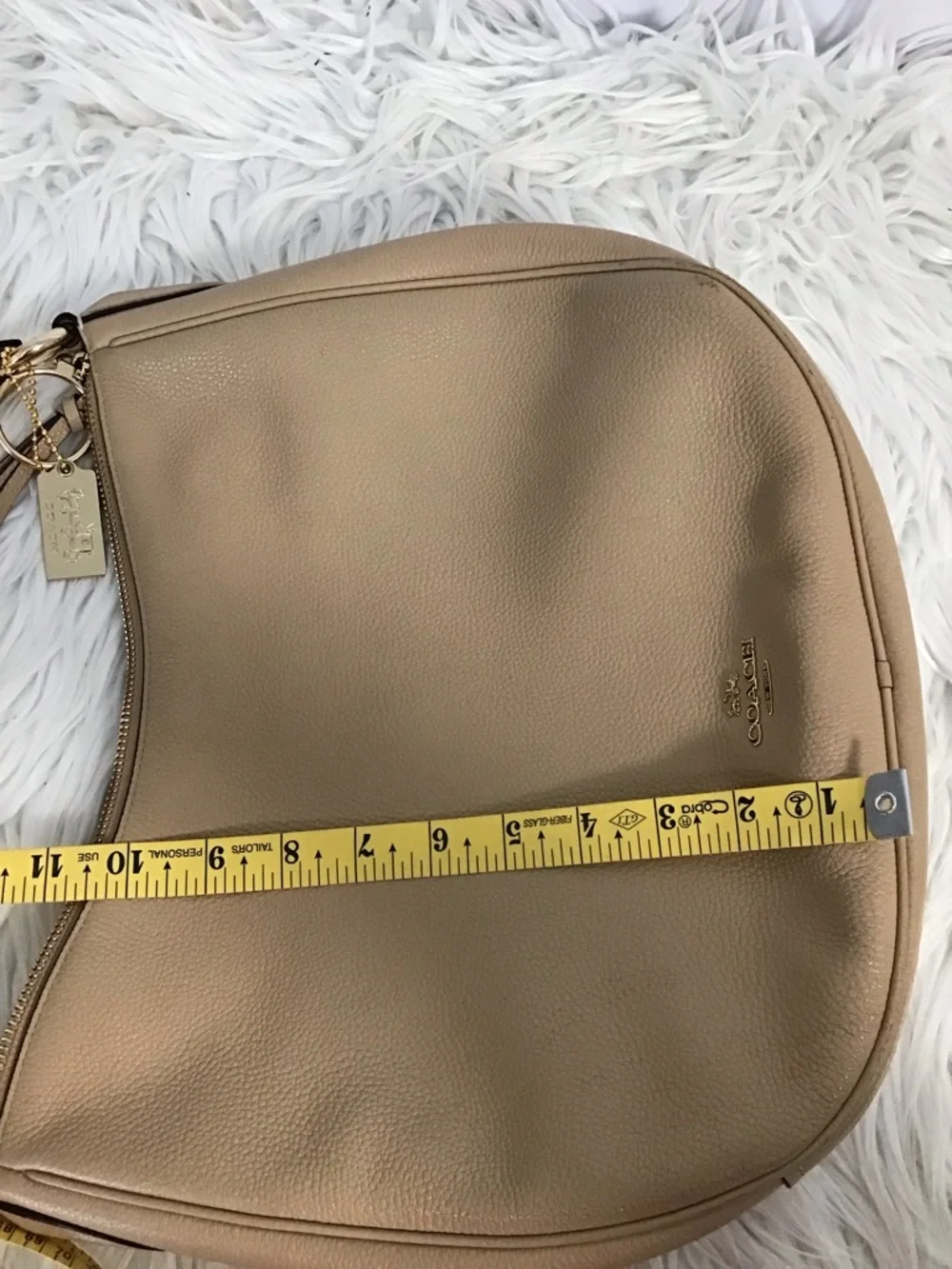 Coach Pebbled Leather Hobo Beige